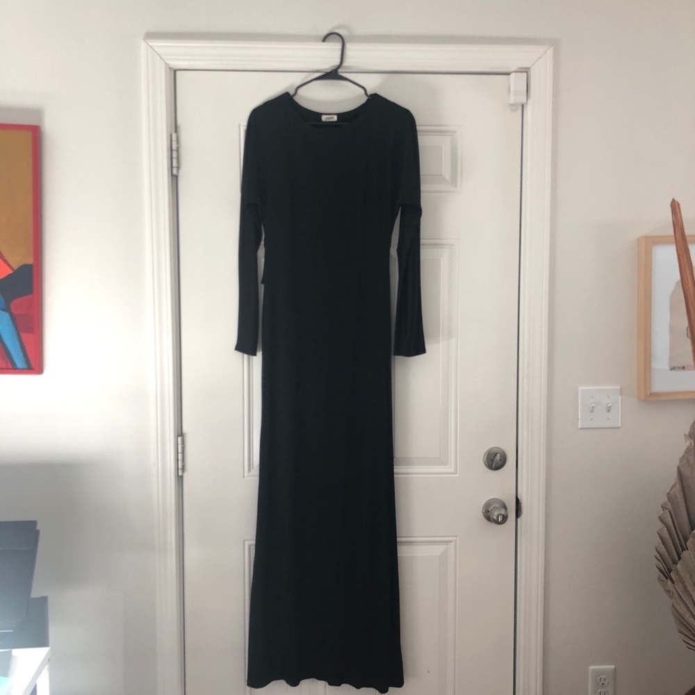 Floor length long sleeve black L’agence dress sz S